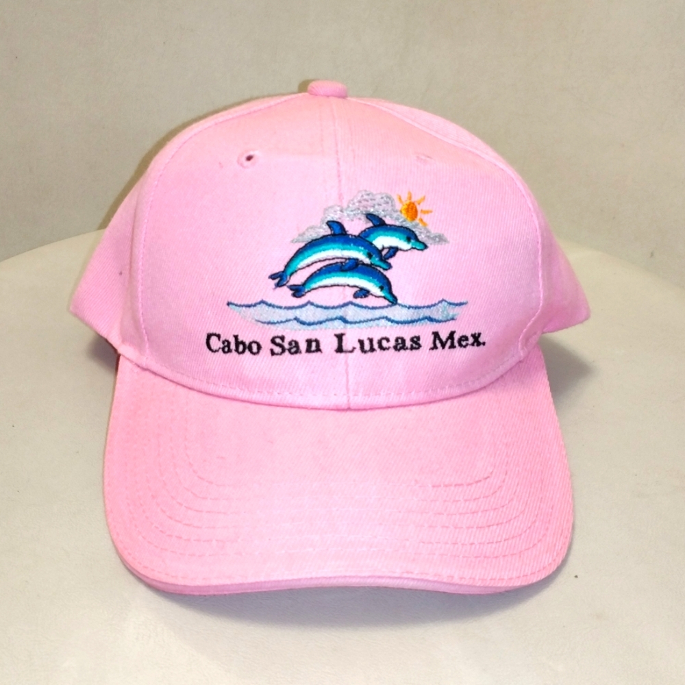 Soft Girl Resortwear Cabo San Lucas Hat Cap Pink Turquoise Dolphins Ocean Waves